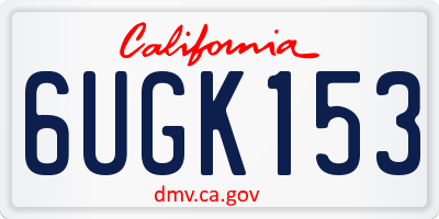 CA license plate 6UGK153