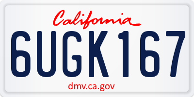 CA license plate 6UGK167