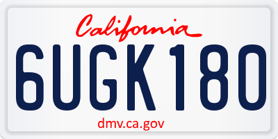 CA license plate 6UGK180