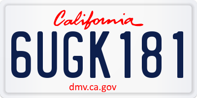 CA license plate 6UGK181