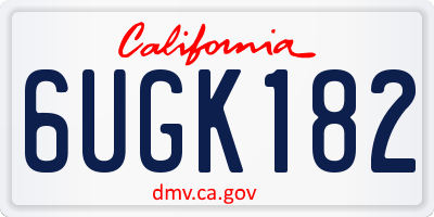 CA license plate 6UGK182