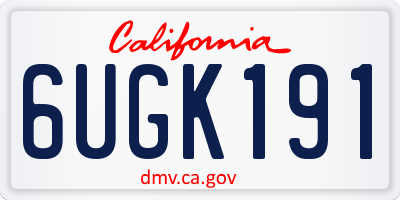 CA license plate 6UGK191