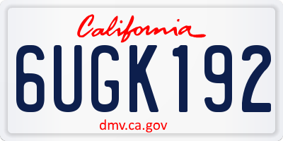 CA license plate 6UGK192