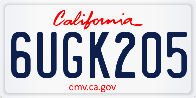 CA license plate 6UGK205
