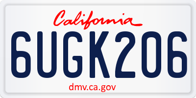 CA license plate 6UGK206
