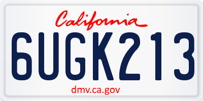 CA license plate 6UGK213