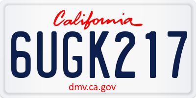 CA license plate 6UGK217