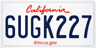 CA license plate 6UGK227