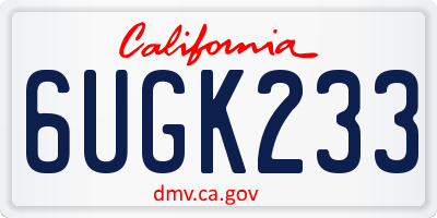 CA license plate 6UGK233