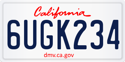 CA license plate 6UGK234