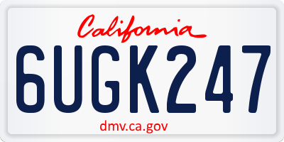 CA license plate 6UGK247