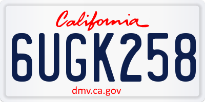 CA license plate 6UGK258
