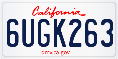 CA license plate 6UGK263