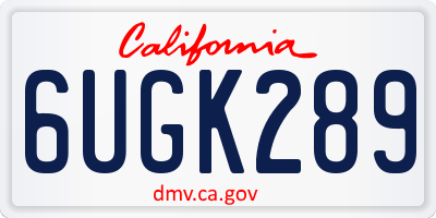 CA license plate 6UGK289