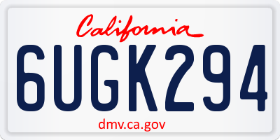 CA license plate 6UGK294