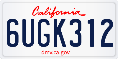 CA license plate 6UGK312