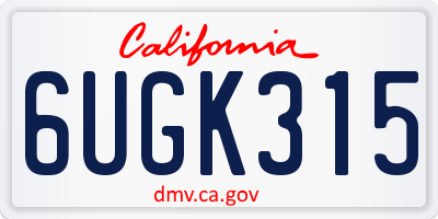 CA license plate 6UGK315