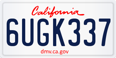 CA license plate 6UGK337