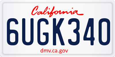 CA license plate 6UGK340