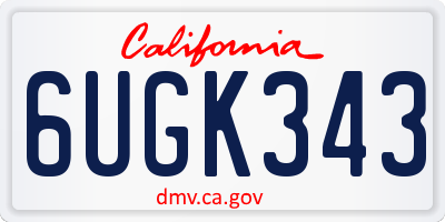 CA license plate 6UGK343