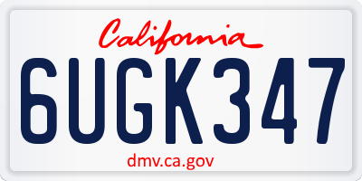 CA license plate 6UGK347