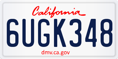 CA license plate 6UGK348