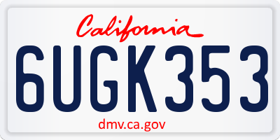 CA license plate 6UGK353