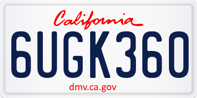 CA license plate 6UGK360