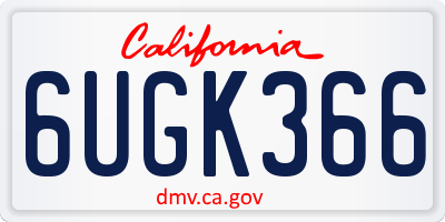 CA license plate 6UGK366