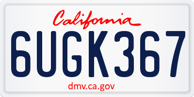 CA license plate 6UGK367