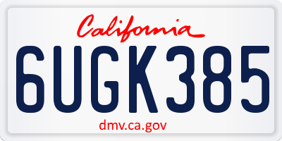 CA license plate 6UGK385