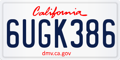 CA license plate 6UGK386