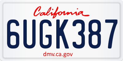 CA license plate 6UGK387