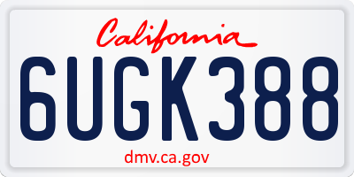 CA license plate 6UGK388