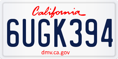 CA license plate 6UGK394