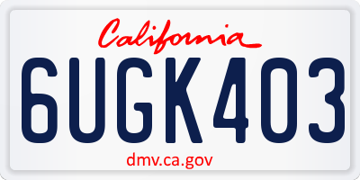 CA license plate 6UGK403