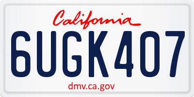 CA license plate 6UGK407