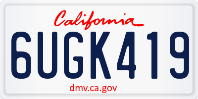 CA license plate 6UGK419