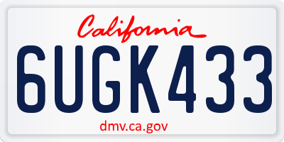 CA license plate 6UGK433