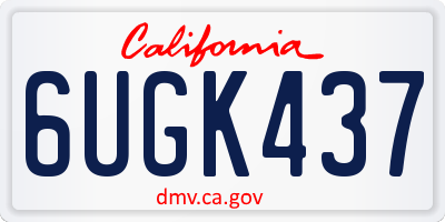 CA license plate 6UGK437