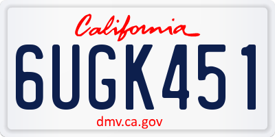 CA license plate 6UGK451