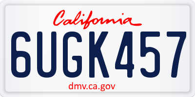 CA license plate 6UGK457