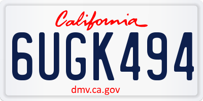 CA license plate 6UGK494