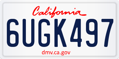 CA license plate 6UGK497