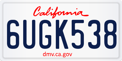 CA license plate 6UGK538