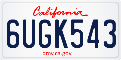 CA license plate 6UGK543
