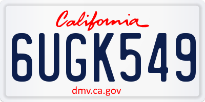 CA license plate 6UGK549