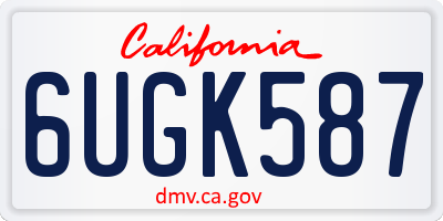 CA license plate 6UGK587