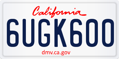 CA license plate 6UGK600