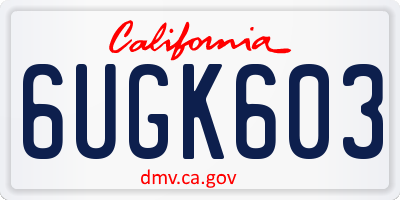 CA license plate 6UGK603